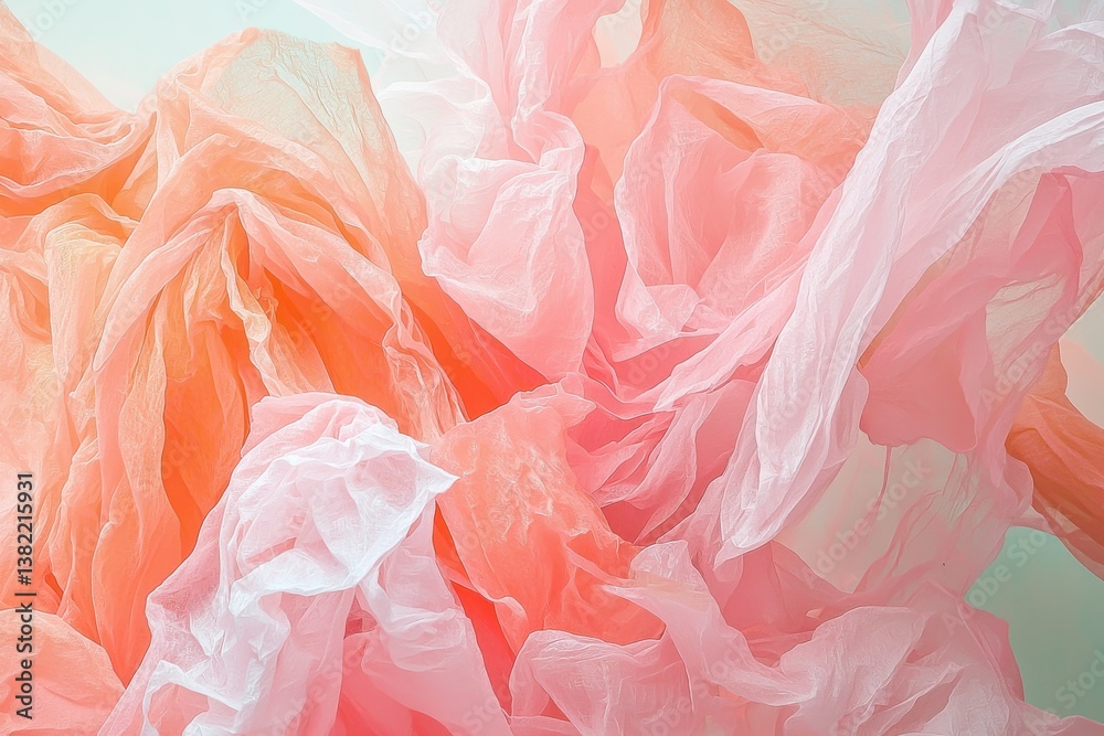 Fototapeta premium Colorful Layers of Delicate Tissue Paper in Soft Pastel Shades
