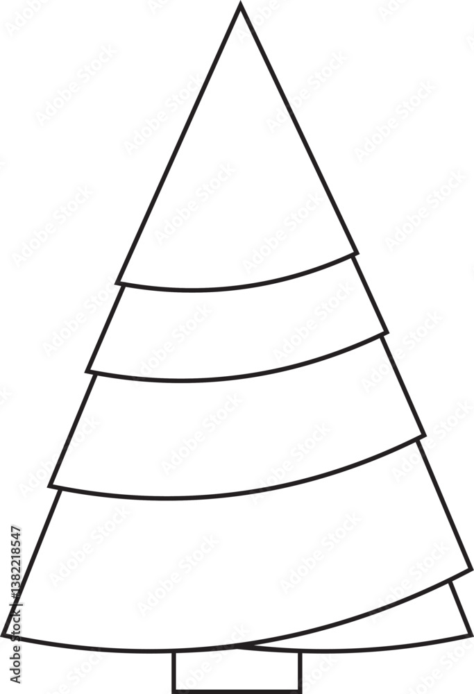 Christmas tree black line icon vector. Black silhouette of a Christmas tree in line style on a white background. Christmas tree black line icon vector. Black silhouette of a Christmas tree in line style on a white background.