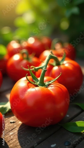 Sun-drenched tomatoes, vibrant hues, perfect ripeness, lycopene, salad