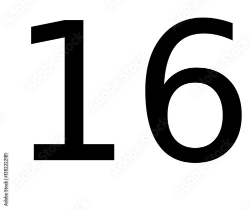 vector number sixteen with regular number model
