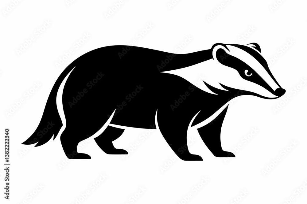 Obraz premium badger black silhouette vector