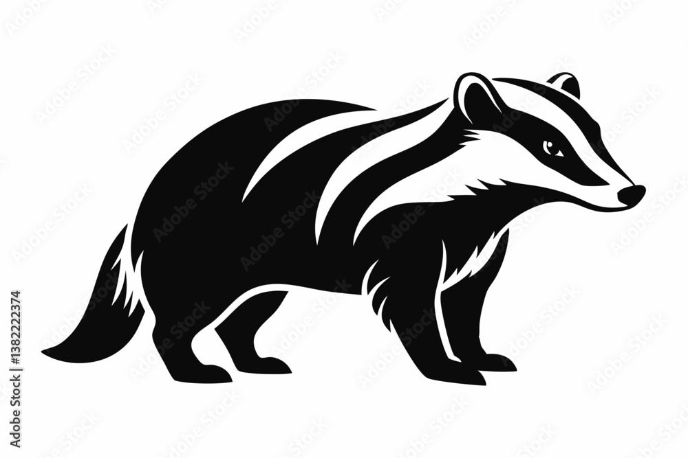 Obraz premium badger black silhouette vector