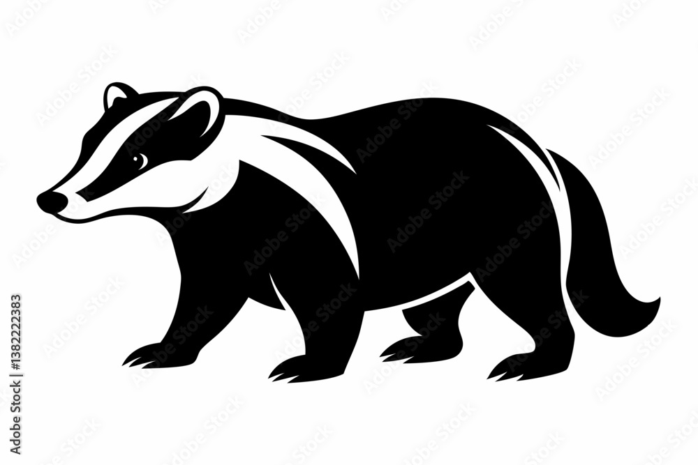 Obraz premium badger black silhouette vector
