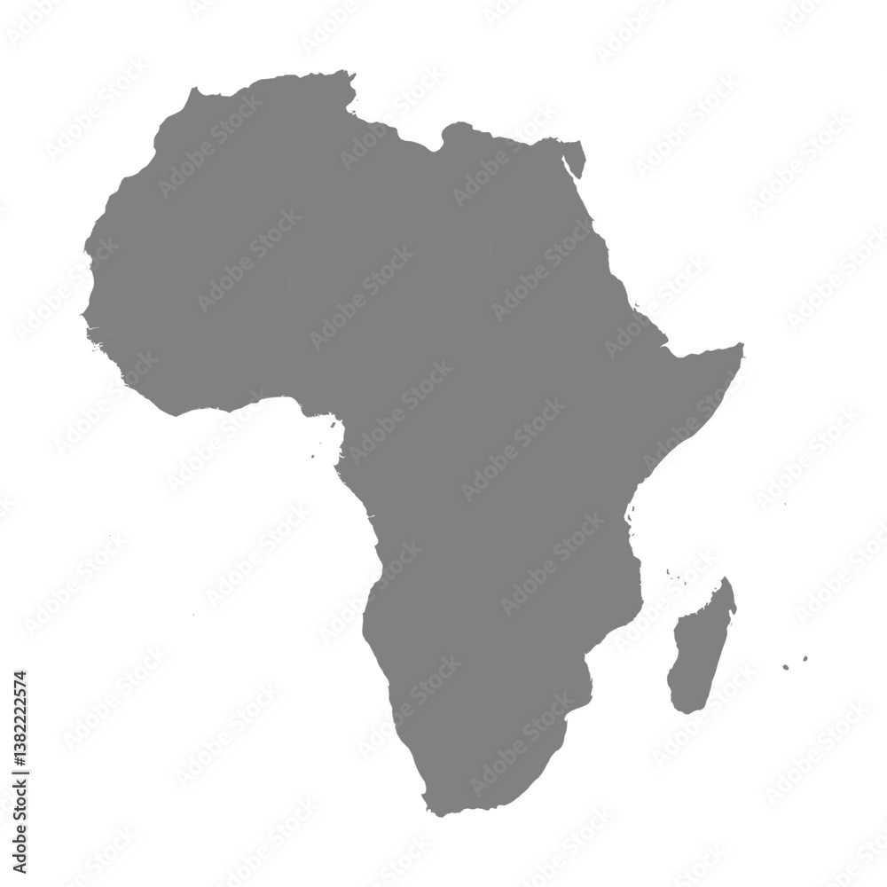 Fototapeta premium Africa continent map grey silhouette isolated