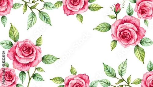 Delicate watercolor roses and leaves, repeating floral pattern , seamless background, leaves, wrapping paper
