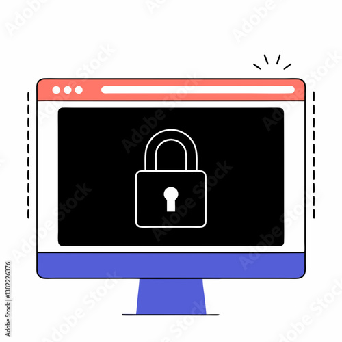 Ransomware Threat: A lock on a computer screen, representing ransomware demands. Best for educating on ransomware attacks.
