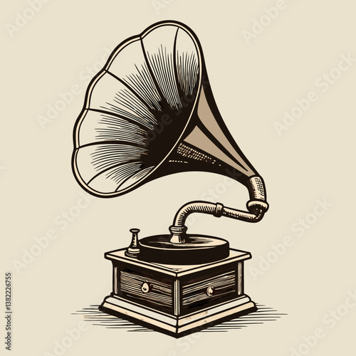 vintage gramophone isolated on white