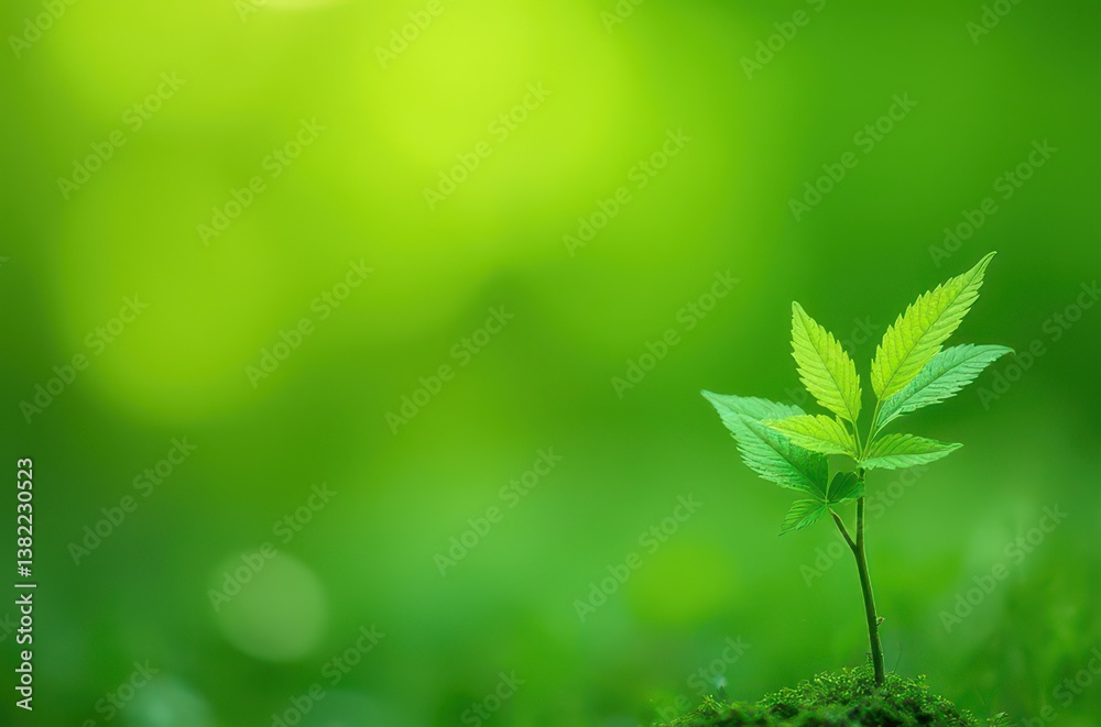 New growth emerges green seedling in lush forest environment New growth emerges green seedling in lush forest environment