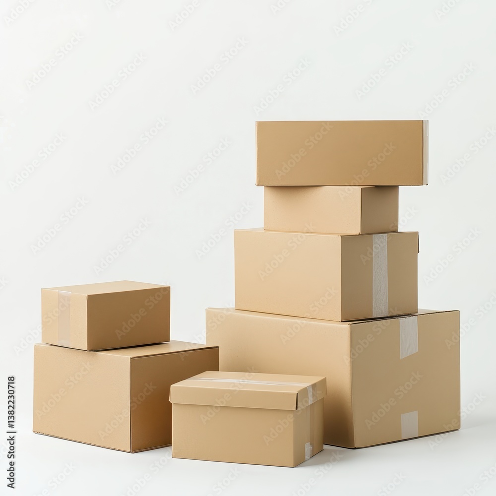 Stacked Cardboard Boxes Packaging Mockup Various Sizes Stacked Cardboard Boxes Packaging Mockup Various Sizes