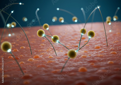 Swarm of Autonomous Nanomachines Scanning Human Skin Cells - Medical Image