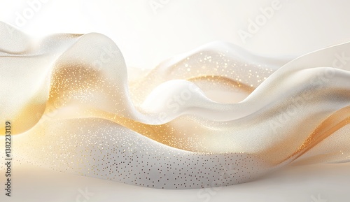 Abstract flowing curves of gold and white