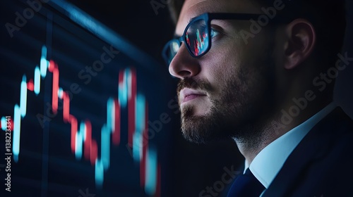 Wallpaper Mural Young Businessman Analyzing Stock Market Trends with Glasses Torontodigital.ca