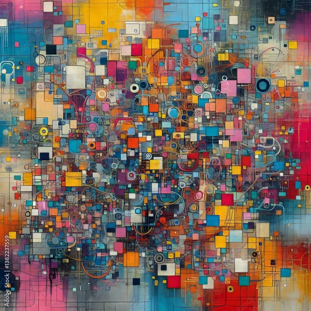 Fototapeta premium Color Field Chaos Large uneven patches of solid bright colors ov