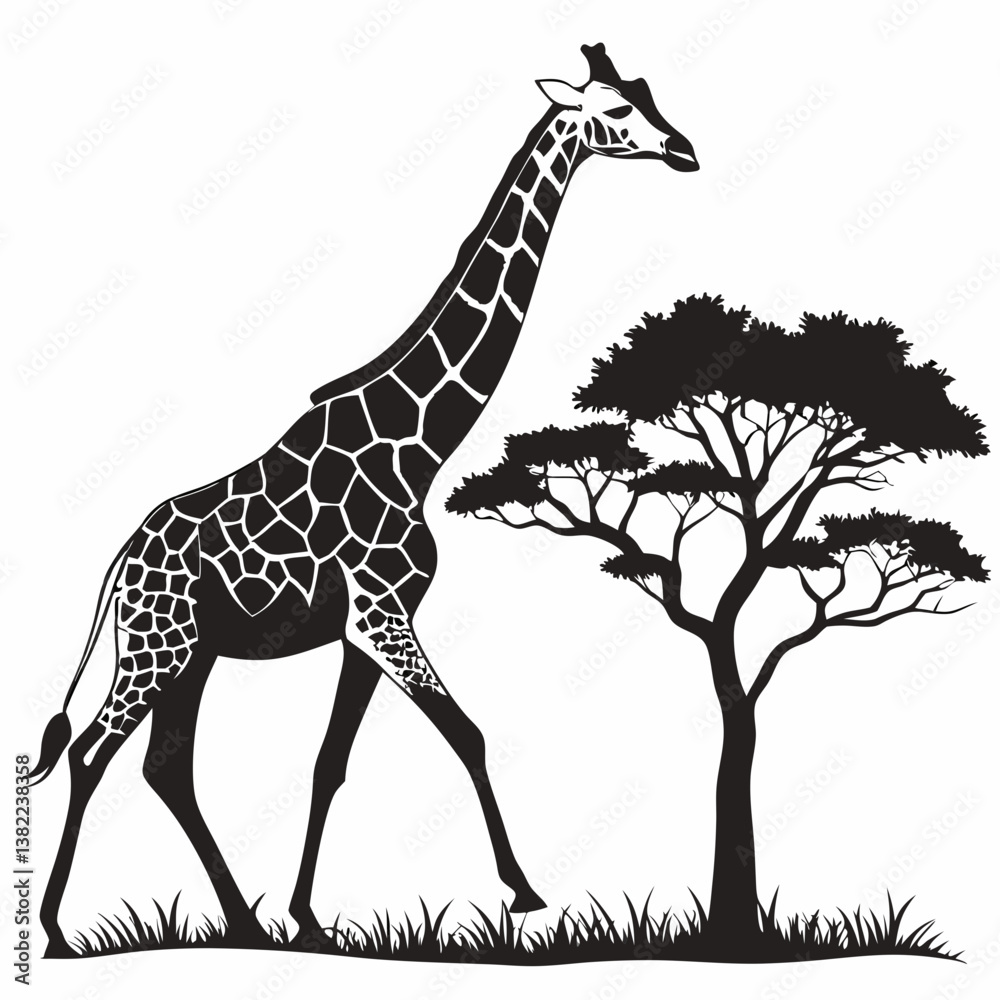 Fototapeta premium giraffe silhouette vector