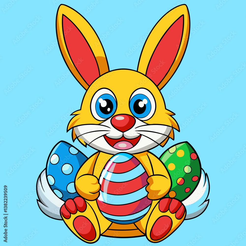Fototapeta premium easter bunny with easter eggs