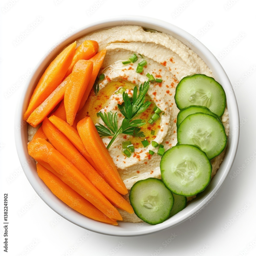 Hummus with Vegetables in Bowl Hummus with Vegetables in Bowl