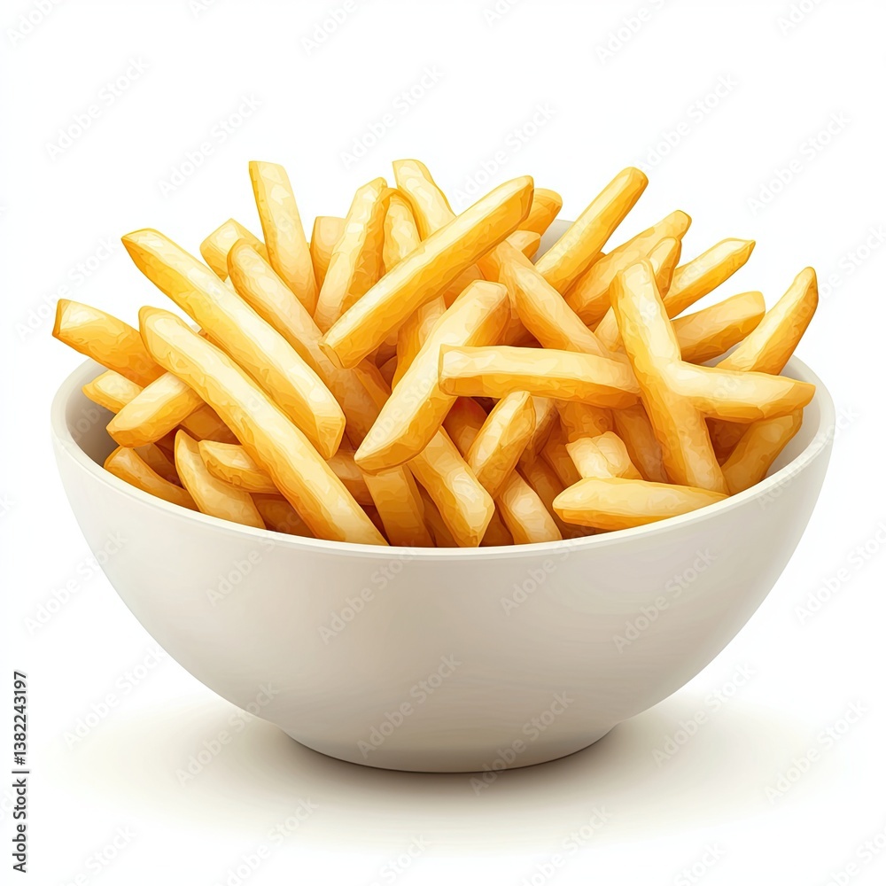 Crispy fries in white bowl Crispy fries in white bowl