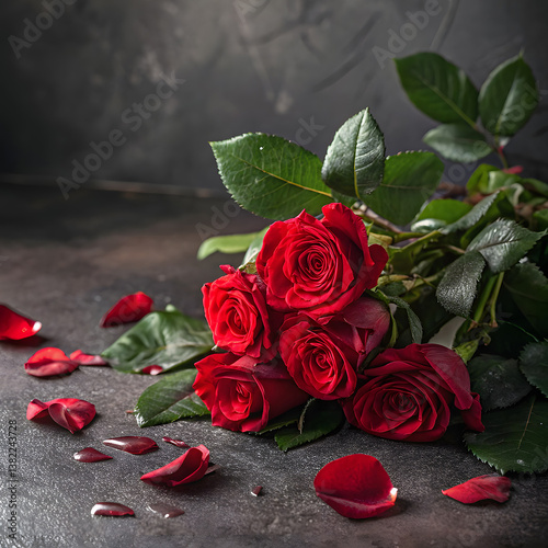 red roses on a wooden background