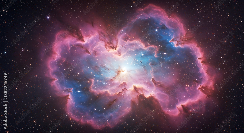 Fototapeta premium Cosmic Butterfly Nebula: Stellar Bloom AI Generated