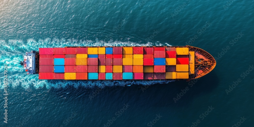 Fototapeta premium Container ship carrying colorful cargo containers across the ocean