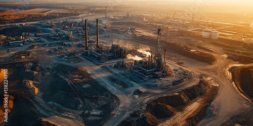 Wallpaper Mural Oil sands mining operations creating environmental damage at sunset in canada Torontodigital.ca