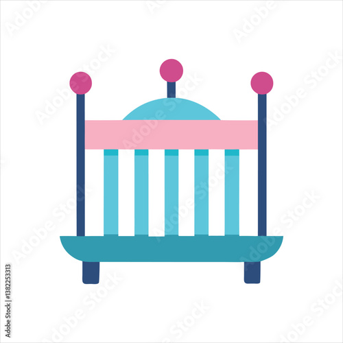 Cute Baby Crib Icon Vector Art for Nursery Decor