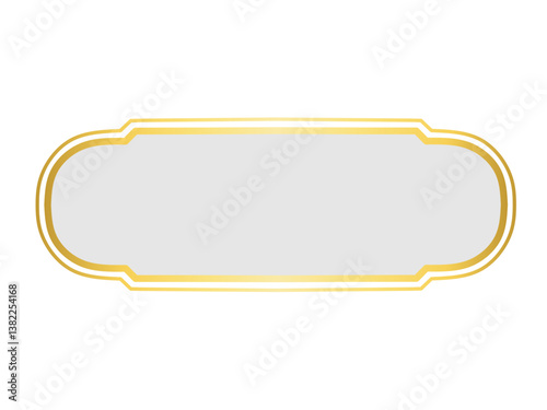 Golden Islamic Label Frame, Blank Banner with Gold Border 