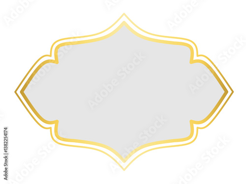 Golden Islamic Label Frame, Blank Banner with Gold Border 