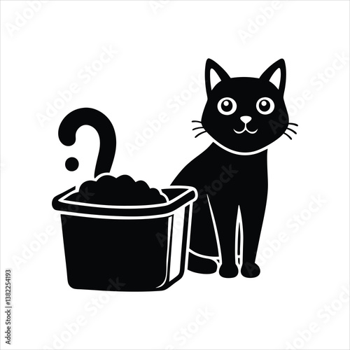  Cute Kitty Using Litter Box Funny Cartoon Vector Art
