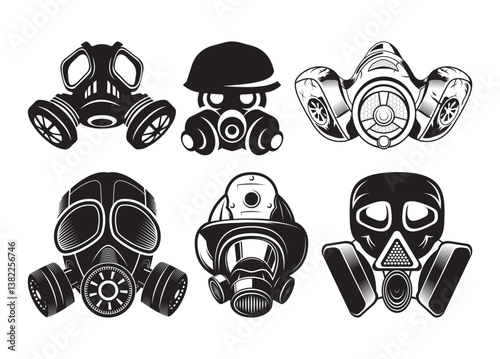  Gas Mask vector,  Gas Mask clipart,  Gas Mask silhouette