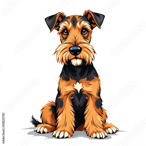 Adorable Cartoon Airedale Terrier puppy Vector Illustration