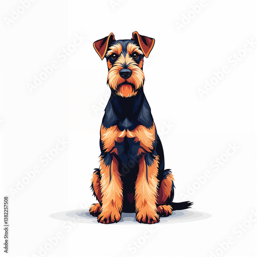 Adorable Cartoon Airedale Terrier puppy Vector Illustration