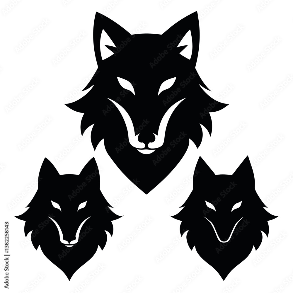 Fototapeta premium set-of-4-wolf-head-logo-icons-of-silhouette-black-(1).eps