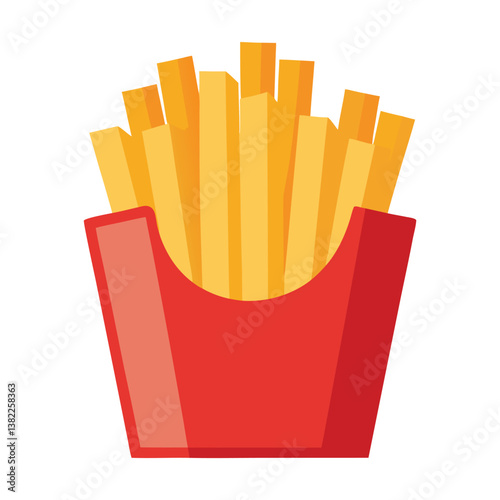 French Fries Flat Design Street Food Icon, simple vector 