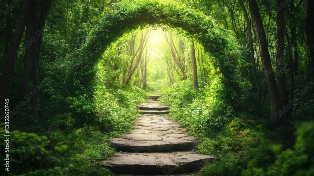 Obraz premium A mysterious secret pathway disappearing into the trees