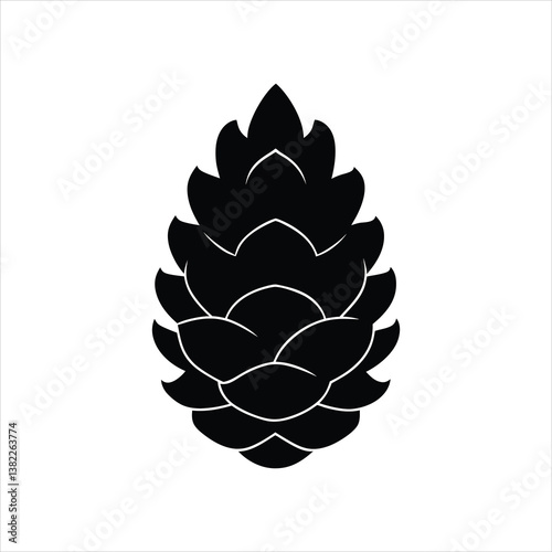 Vector Pinecone Silhouette Line Art Logo Design Illustration