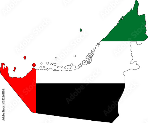 United Arab Emirates flag on the map illustration vector with transparent