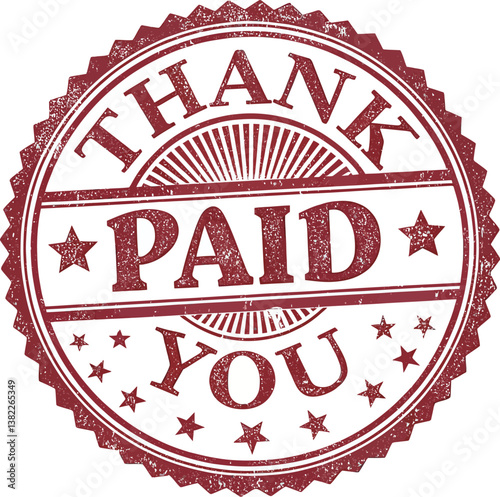 Red and white 'Thank You Paid' stamp graphic on a circular seal.