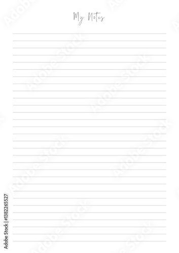 Wallpaper Mural MY NOTES blank sheet of paper with straight parallel lines on white isolated background. Vector illustration. Torontodigital.ca