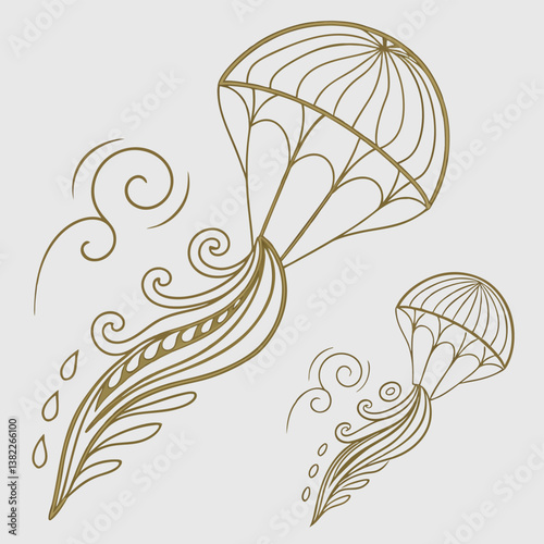 Ethereal Gold Wind Current Line Patterns Gray Background Abstract Air Flow Visualization With Elegant Curved Elements Creating Sophisticated Natural Dynamic Art Print
