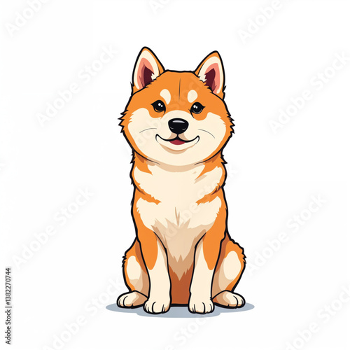 Adorable Cartoon Akita Inu puppy Vector Illustration