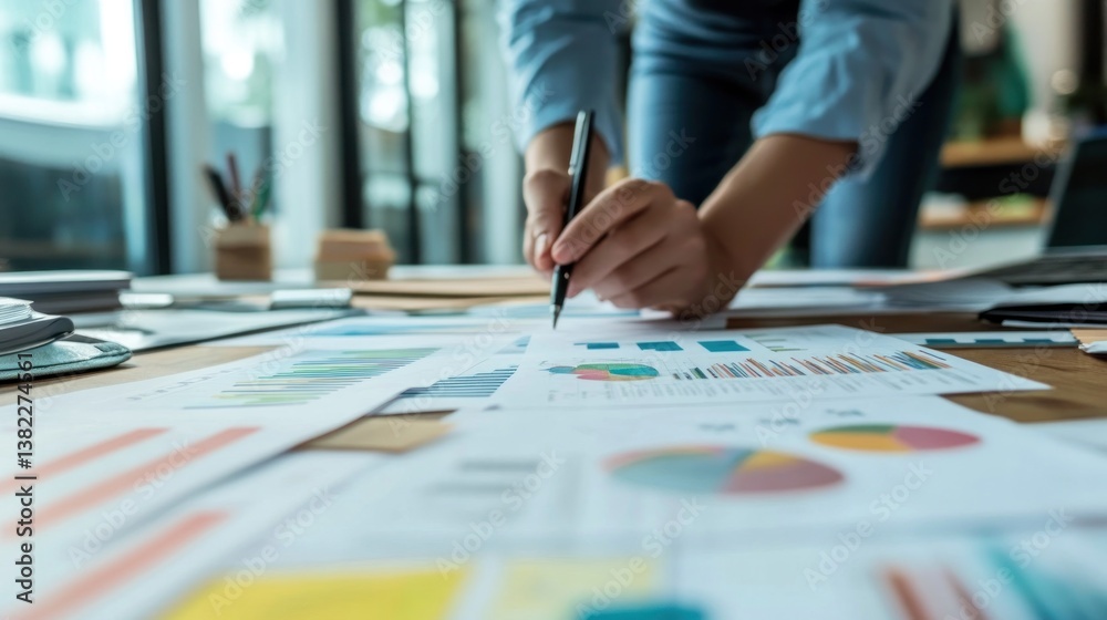 Analyzing Business Data, Close-Up of Hands Reviewing Charts and Graphs Analyzing Business Data, Close-Up of Hands Reviewing Charts and Graphs