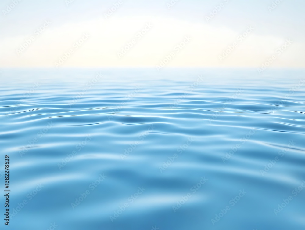 Obraz premium Serene expanse of water with gentle ripples, a tranquil blue horizon