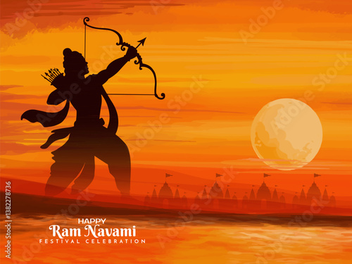 Beautiful Happy Ram Navami Indian festival landscape background