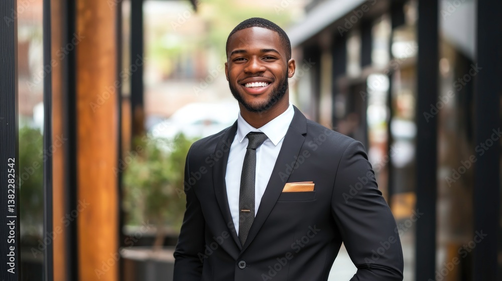 Suit-Clad Businessman Smiling Confidently Suit-Clad Businessman Smiling Confidently