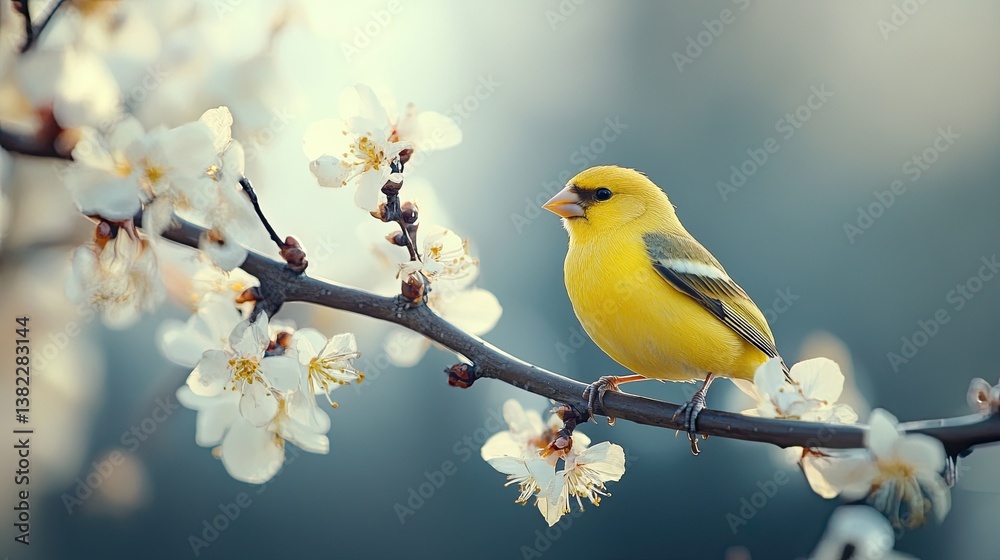 A goldfinch perched on a branch, captured in a beautiful image with space for text A goldfinch perched on a branch, captured in a beautiful image with space for text