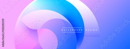 Abstract design. Smooth gradients, vibrant blues, pinks, whites blend. Circular shapes overlap creating dynamic visual effect. Modern, clean aesthetic.