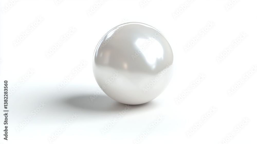 A shining white pearl resting on a smooth surface, showcasing its luster and reflecting light in a minimalistic setting, isolated on white background A shining white pearl resting on a smooth surface, showcasing its luster and reflecting light in a minimalistic setting, isolated on white background