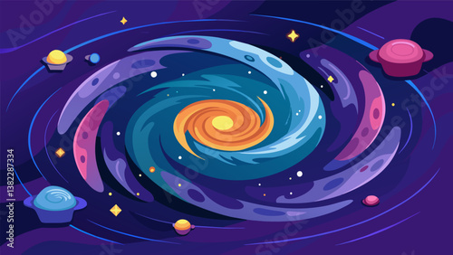 A nebulalike galaxy swirling with zettabytes of information in place of stars.. Vector illustration