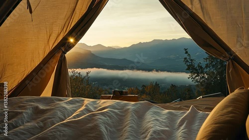 Sunrise Mountain View from Glamping Tent